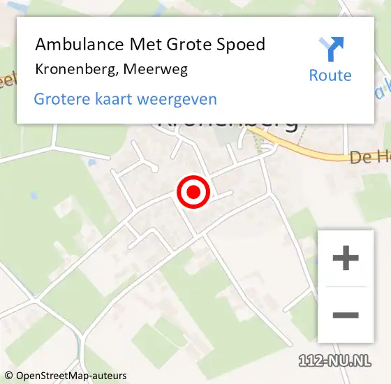 Locatie op kaart van de 112 melding: Ambulance Met Grote Spoed Naar Kronenberg, Meerweg op 14 oktober 2014 23:32