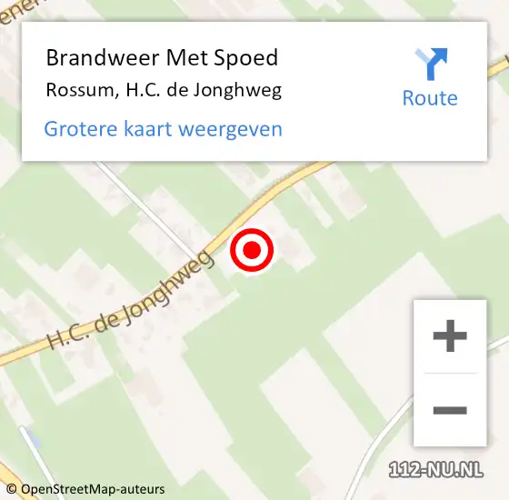 Locatie op kaart van de 112 melding: Brandweer Met Spoed Naar Rossum, H.C. de Jonghweg op 31 juli 2024 23:51