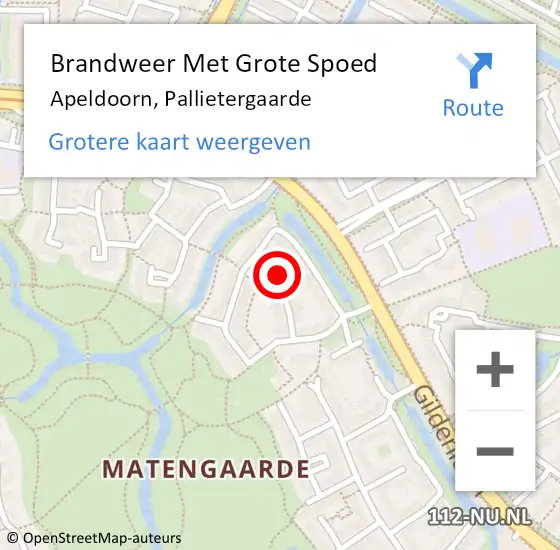 Locatie op kaart van de 112 melding: Brandweer Met Grote Spoed Naar Apeldoorn, Pallietergaarde op 31 juli 2024 23:53