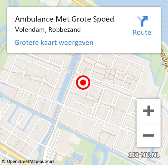 Locatie op kaart van de 112 melding: Ambulance Met Grote Spoed Naar Volendam, Robbezand op 1 augustus 2024 00:05