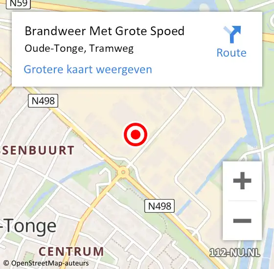 Locatie op kaart van de 112 melding: Brandweer Met Grote Spoed Naar Oude-Tonge, Tramweg op 1 augustus 2024 00:08