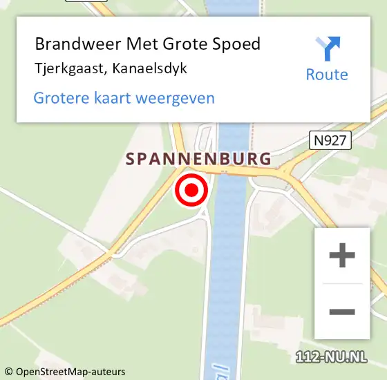 Locatie op kaart van de 112 melding: Brandweer Met Grote Spoed Naar Tjerkgaast, Kanaelsdyk op 1 augustus 2024 00:13