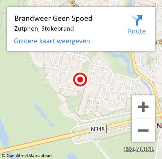 Locatie op kaart van de 112 melding: Brandweer Geen Spoed Naar Zutphen, Stokebrand op 1 augustus 2024 00:22