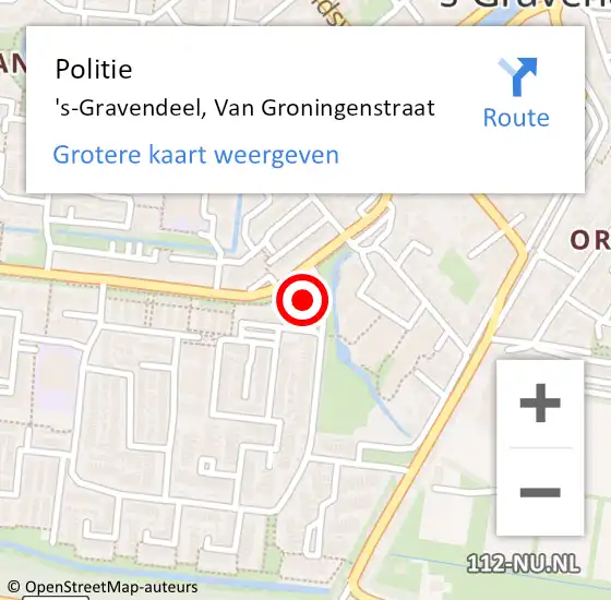 Locatie op kaart van de 112 melding: Politie 's-Gravendeel, Vezelstraat op 1 augustus 2024 00:36