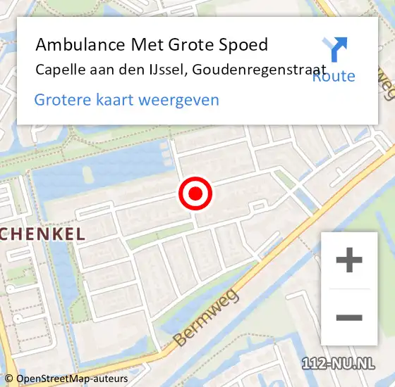 Locatie op kaart van de 112 melding: Ambulance Met Grote Spoed Naar Capelle aan den IJssel, Goudenregenstraat op 1 augustus 2024 00:44