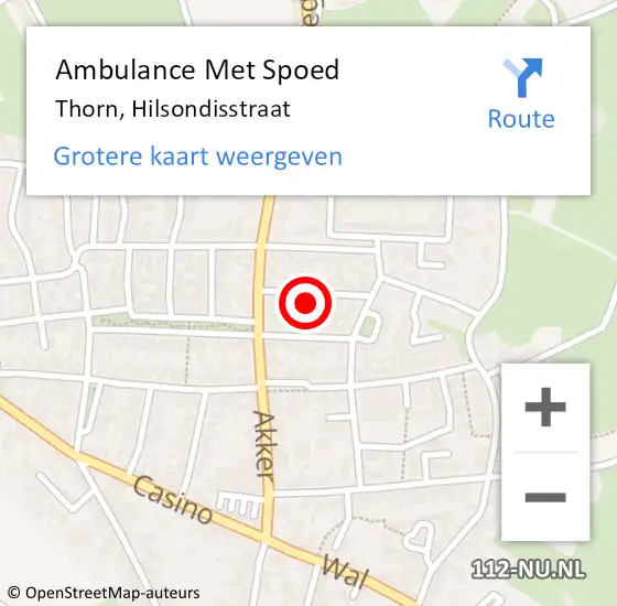 Locatie op kaart van de 112 melding: Ambulance Met Spoed Naar Thorn, Hilsondisstraat op 1 augustus 2024 00:52