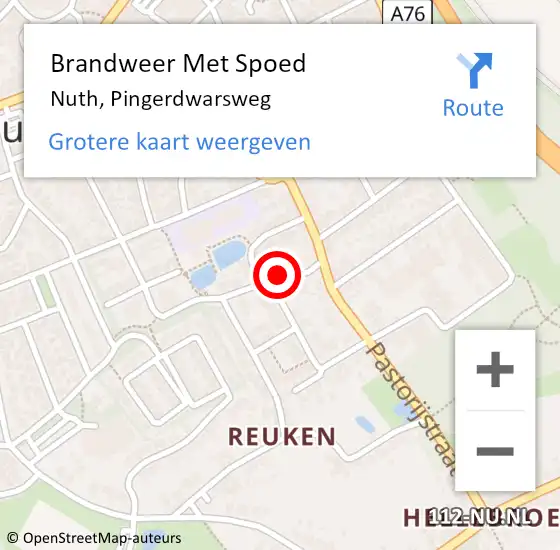 Locatie op kaart van de 112 melding: Brandweer Met Spoed Naar Nuth, Pingerdwarsweg op 1 augustus 2024 01:04