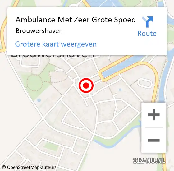 Locatie op kaart van de 112 melding: Ambulance Met Zeer Grote Spoed Naar Brouwershaven op 1 augustus 2024 01:16