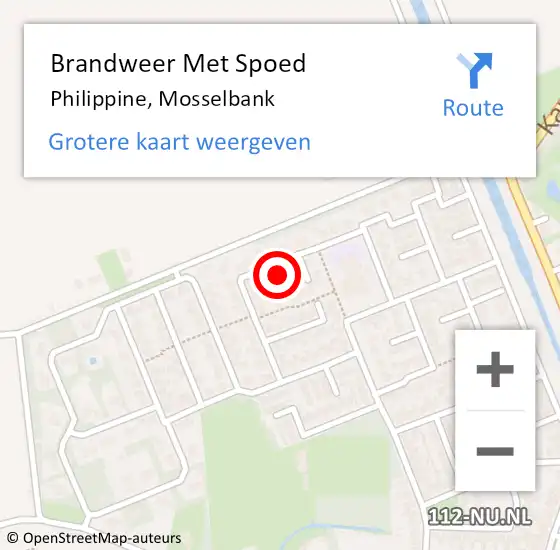 Locatie op kaart van de 112 melding: Brandweer Met Spoed Naar Philippine, Mosselbank op 1 augustus 2024 01:59