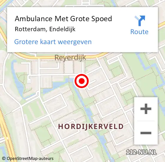 Locatie op kaart van de 112 melding: Ambulance Met Grote Spoed Naar Rotterdam, Endeldijk op 1 augustus 2024 02:04