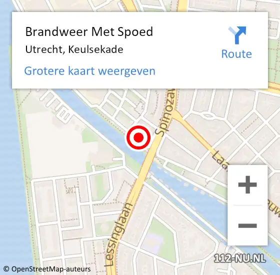 Locatie op kaart van de 112 melding: Brandweer Met Spoed Naar Utrecht, Keulsekade op 1 augustus 2024 02:07