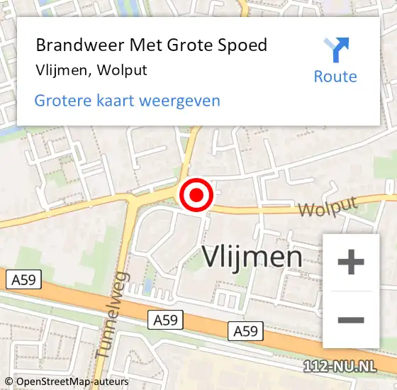 Locatie op kaart van de 112 melding: Brandweer Met Grote Spoed Naar Vlijmen, Wolput op 1 augustus 2024 02:23