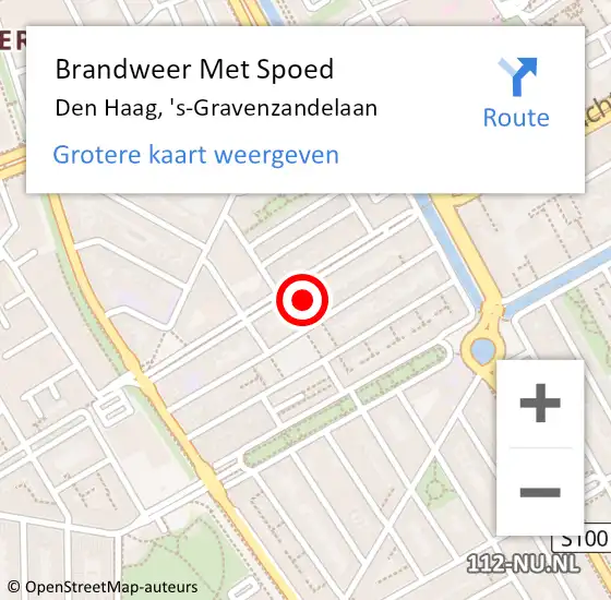 Locatie op kaart van de 112 melding: Brandweer Met Spoed Naar Den Haag, 's-Gravenzandelaan op 1 augustus 2024 02:46