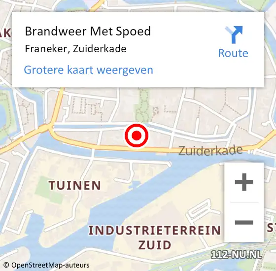 Locatie op kaart van de 112 melding: Brandweer Met Spoed Naar Franeker, Zuiderkade op 1 augustus 2024 02:55