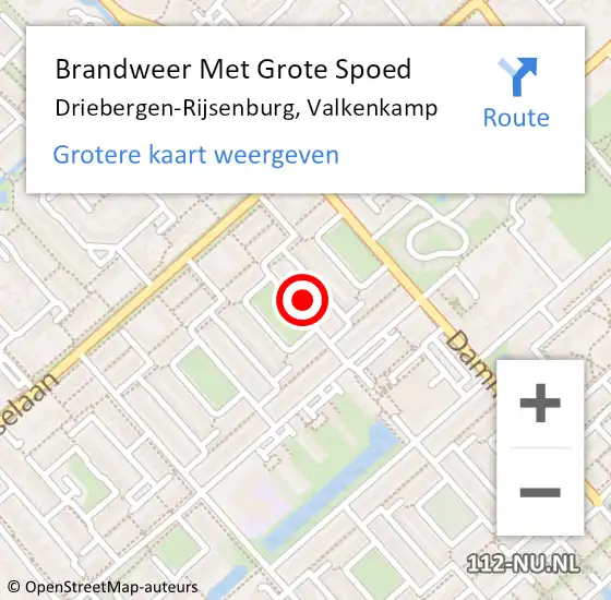 Locatie op kaart van de 112 melding: Brandweer Met Grote Spoed Naar Driebergen-Rijsenburg, Valkenkamp op 1 augustus 2024 03:18