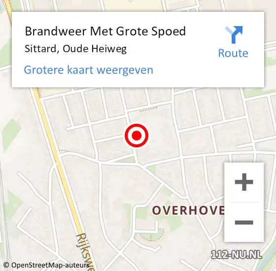 Locatie op kaart van de 112 melding: Brandweer Met Grote Spoed Naar Sittard, Oude Heiweg op 1 augustus 2024 03:30