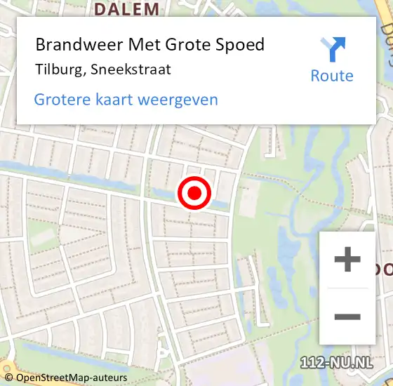 Locatie op kaart van de 112 melding: Brandweer Met Grote Spoed Naar Tilburg, Sneekstraat op 1 augustus 2024 04:01