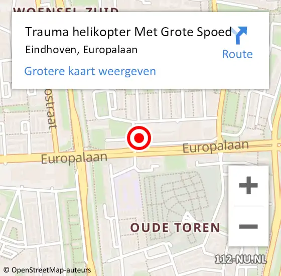 Locatie op kaart van de 112 melding: Trauma helikopter Met Grote Spoed Naar Eindhoven, Europalaan op 1 augustus 2024 05:22