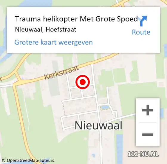 Locatie op kaart van de 112 melding: Trauma helikopter Met Grote Spoed Naar Nieuwaal, Hoefstraat op 1 augustus 2024 05:44