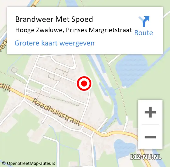 Locatie op kaart van de 112 melding: Brandweer Met Spoed Naar Hooge Zwaluwe, Prinses Margrietstraat op 15 oktober 2014 00:07