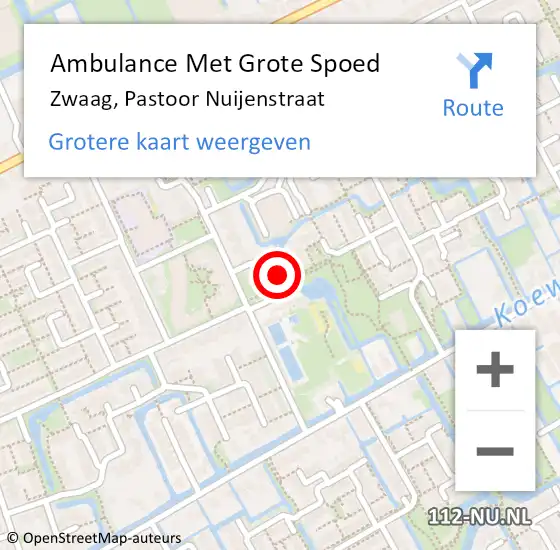 Locatie op kaart van de 112 melding: Ambulance Met Grote Spoed Naar Zwaag, Pastoor Nuijenstraat op 1 augustus 2024 07:02