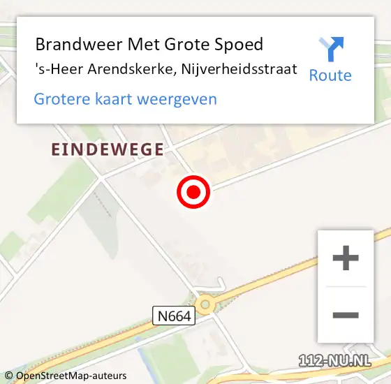 Locatie op kaart van de 112 melding: Brandweer Met Grote Spoed Naar 's-Heer Arendskerke, Nijverheidsstraat op 1 augustus 2024 07:50