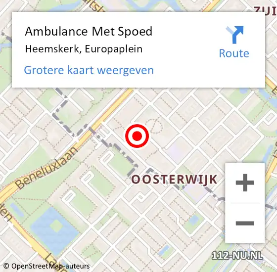 Locatie op kaart van de 112 melding: Ambulance Met Spoed Naar Heemskerk, Europaplein op 1 augustus 2024 08:03