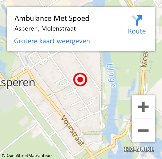 Locatie op kaart van de 112 melding: Ambulance Met Spoed Naar Asperen, Molenstraat op 15 oktober 2014 00:19