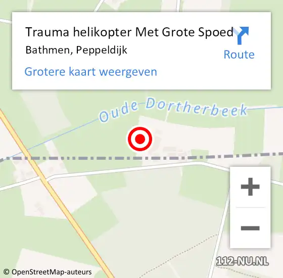 Locatie op kaart van de 112 melding: Trauma helikopter Met Grote Spoed Naar Bathmen, Peppeldijk op 1 augustus 2024 08:29