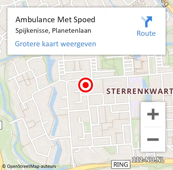 Locatie op kaart van de 112 melding: Ambulance Met Spoed Naar Spijkenisse, Planetenlaan op 1 augustus 2024 08:42