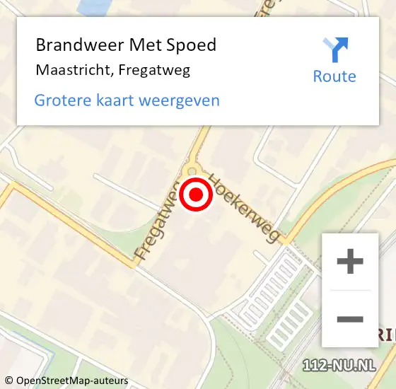 Locatie op kaart van de 112 melding: Brandweer Met Spoed Naar Maastricht, Fregatweg op 1 augustus 2024 08:46