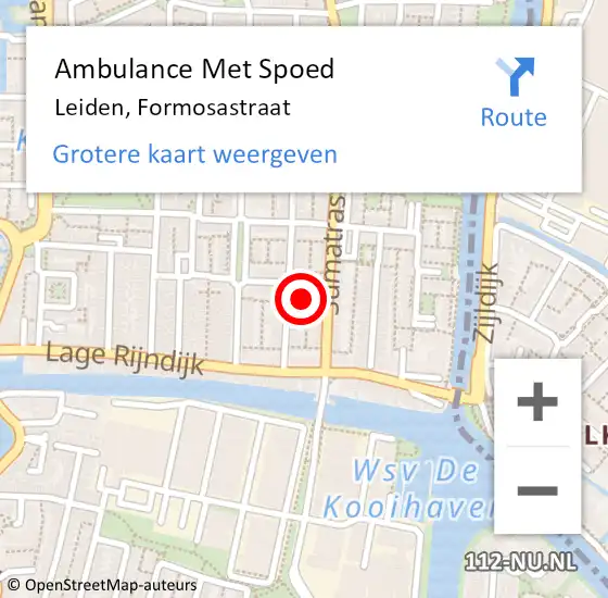 Locatie op kaart van de 112 melding: Ambulance Met Spoed Naar Leiden, Formosastraat op 1 augustus 2024 09:40