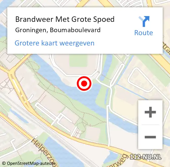 Locatie op kaart van de 112 melding: Brandweer Met Grote Spoed Naar Groningen, Boumaboulevard op 1 augustus 2024 10:11