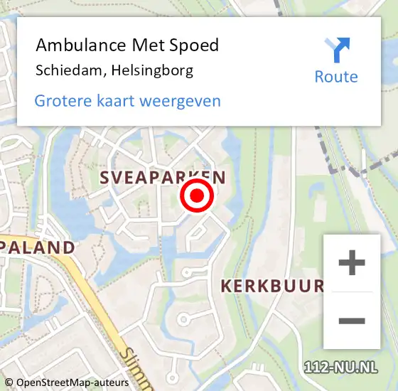 Locatie op kaart van de 112 melding: Ambulance Met Spoed Naar Schiedam, Helsingborg op 1 augustus 2024 10:12