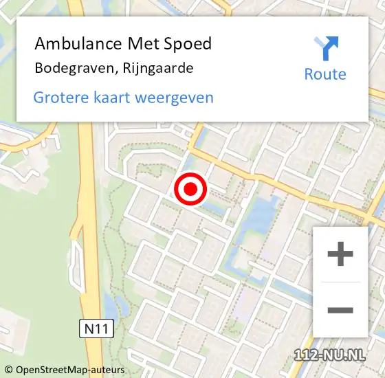 Locatie op kaart van de 112 melding: Ambulance Met Spoed Naar Bodegraven, Rijngaarde op 1 augustus 2024 10:15