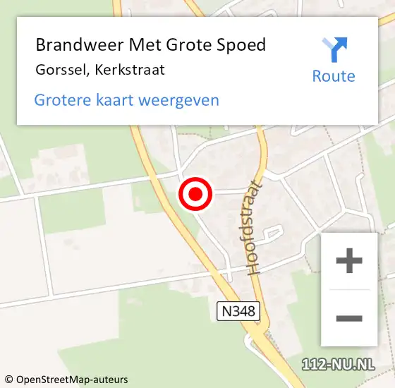 Locatie op kaart van de 112 melding: Brandweer Met Grote Spoed Naar Gorssel, Kerkstraat op 1 augustus 2024 10:40