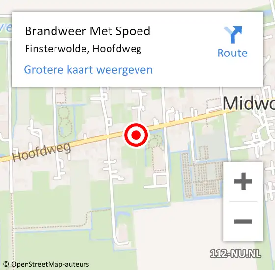 Locatie op kaart van de 112 melding: Brandweer Met Spoed Naar Finsterwolde, Hoofdweg op 1 augustus 2024 10:44