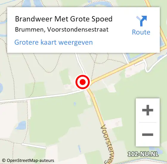 Locatie op kaart van de 112 melding: Brandweer Met Grote Spoed Naar Brummen, Voorstondensestraat op 1 augustus 2024 10:47