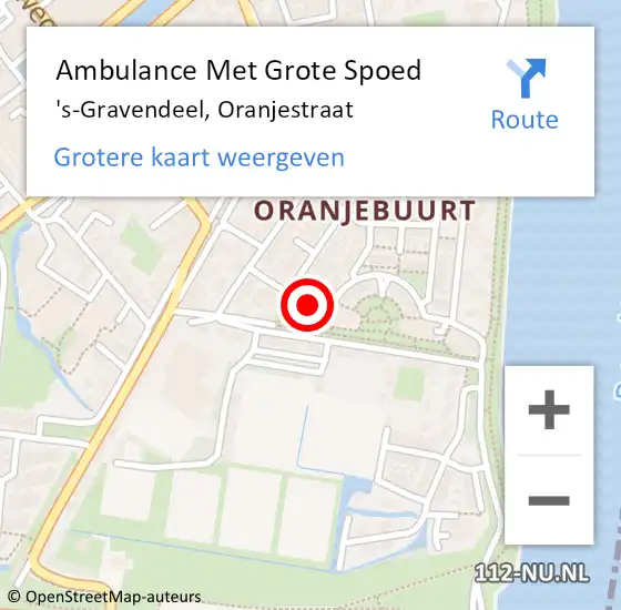 Locatie op kaart van de 112 melding: Ambulance Met Grote Spoed Naar 's-Gravendeel, Oranjestraat op 1 augustus 2024 10:54