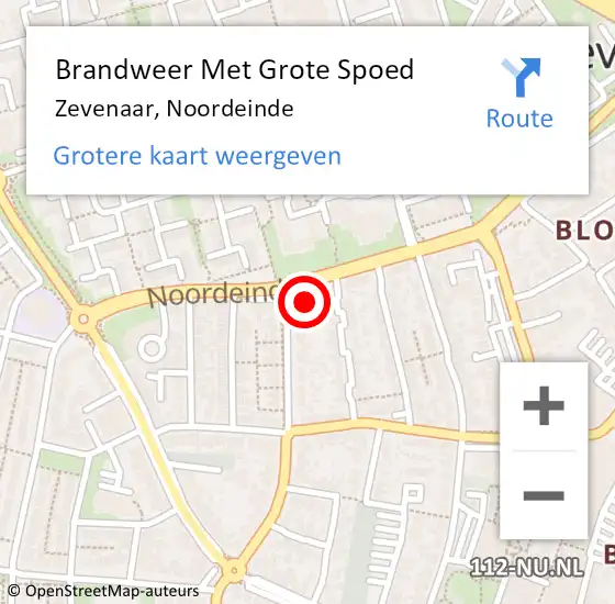 Locatie op kaart van de 112 melding: Brandweer Met Grote Spoed Naar Zevenaar, Noordeinde op 1 augustus 2024 11:20