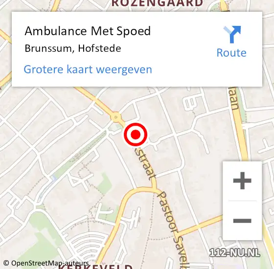 Locatie op kaart van de 112 melding: Ambulance Met Spoed Naar Brunssum, Hofstede op 15 oktober 2014 01:05