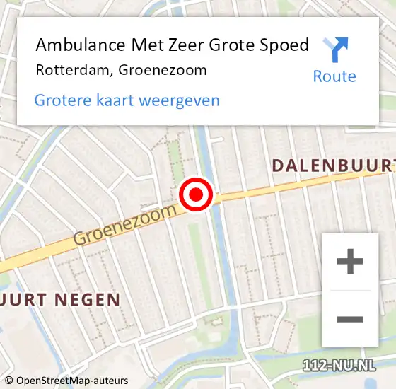 Locatie op kaart van de 112 melding: Ambulance Met Zeer Grote Spoed Naar Rotterdam, Groenezoom op 1 augustus 2024 11:35