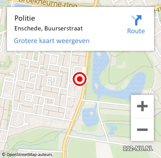 Locatie op kaart van de 112 melding: Politie Enschede, Buurserstraat op 1 augustus 2024 11:45