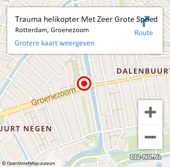 Locatie op kaart van de 112 melding: Trauma helikopter Met Zeer Grote Spoed Naar Rotterdam, Groenezoom op 1 augustus 2024 11:54