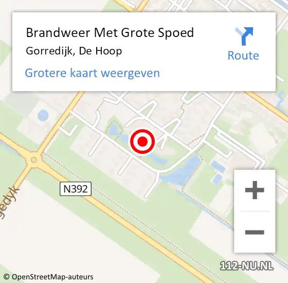 Locatie op kaart van de 112 melding: Brandweer Met Grote Spoed Naar Gorredijk, De Hoop op 1 augustus 2024 12:29