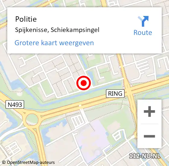 Locatie op kaart van de 112 melding: Politie Spijkenisse, Schiekampsingel op 1 augustus 2024 12:43