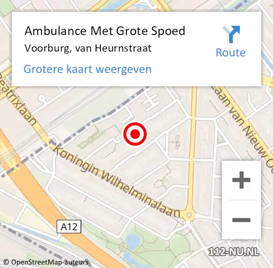 Locatie op kaart van de 112 melding: Ambulance Met Grote Spoed Naar Voorburg, van Heurnstraat op 1 augustus 2024 12:49