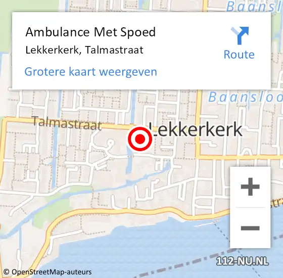 Locatie op kaart van de 112 melding: Ambulance Met Spoed Naar Lekkerkerk, Talmastraat op 1 augustus 2024 12:51