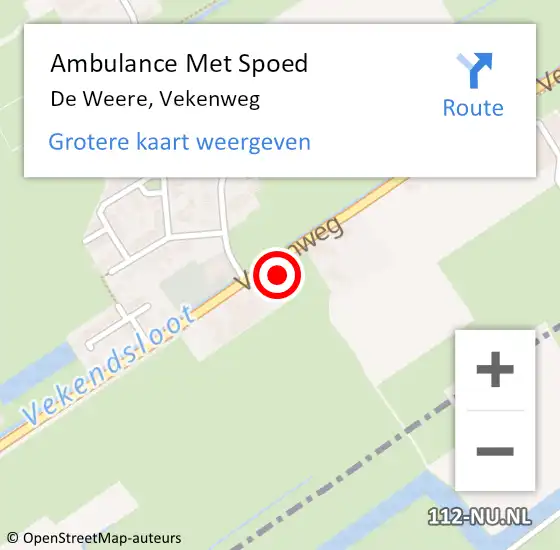 Locatie op kaart van de 112 melding: Ambulance Met Spoed Naar De Weere, Vekenweg op 1 augustus 2024 13:09