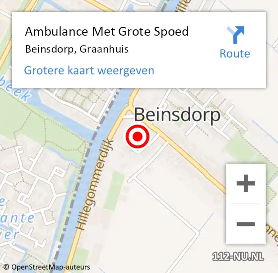 Locatie op kaart van de 112 melding: Ambulance Met Grote Spoed Naar Beinsdorp, Graanhuis op 1 augustus 2024 13:18